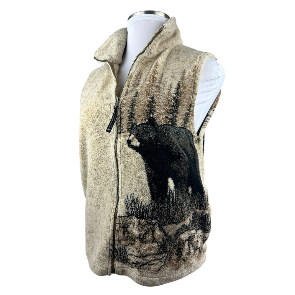 Vintage Northern Lifestyles Canada Bear Graphic Vest Plush Full Zip Size Small - Picture 13 of 13